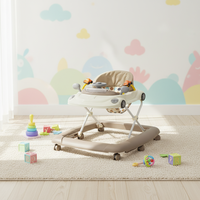 Bestseller: Girello Pieghevole per Bambini DW-106 con 6 Ruote Girevoli, Telaio in Acciaio Inox, Giocattolo Rotante con Interruttore Musicale, Capacità di Carico 20KG