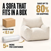 Fauteuil pouf moderne en velours côtelé blanc, confortable, pour la détente, compressé sous vide, sans cadre, pour enfants et adultes, pour la maison