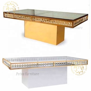 Trắng hiện đại thép không gỉ Serpentine Glass trung tâm miếng đám cưới Bảng cho tổ chức sự kiện sử dụng - Product Image 5