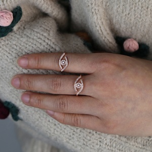 In oro rosa placcato donne di modo diabolico anello dell'occhio - Product Image 4