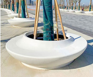 Chaise plantoir personnalisée en terrazzo, banc paysager lumineux en UHPC GRC, chaise pour arbre en bassin pour centre commercial et espaces publics extérieurs - Product Image 5