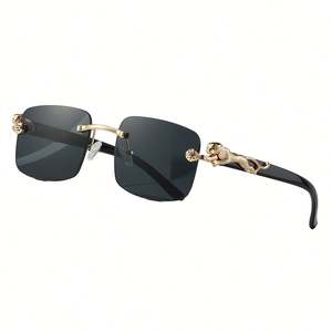Gafas de Sol Cuadradas sin Montura con Decoración de Guepardo Metálico, Personalizadas con Logotipo, Moda 2025, Protección UV400, para Hombre y Mujer - Product Image 1