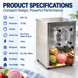 Machine à glace dure de comptoir 12-16L, cuve de 4,3L, machine à gelato 1,4KW pour petites entreprises ICM-12L - Product Image 3