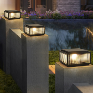 Aluminium Vierkante Paal Kolom Glazen Lichaam Buiten Led Tuinlamp 80 E27 Stijl Voor Gazon Dek Binnenplaats Lampdicht Voor Binnenplaatsen - Product Image 2