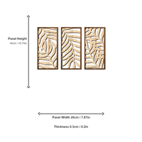 Ensemble de 3 décorations murales en bois, découpes de feuilles tropicales, décoration murale bohème en bois, vente en gros OEM, art mural feuilles tropicales