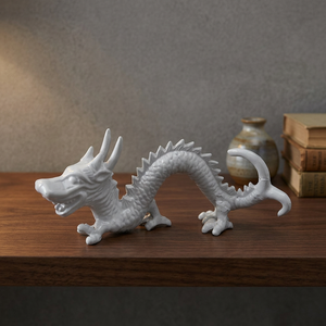 Figurine de dragon en métal blanc de qualité supérieure, design personnalisé, décoration de bureau, restaurant, accent décoratif époustouflant, objet de collection, moulage artistique - Product Image 3