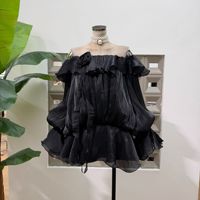 Robe élégante pour femme, nouvelle collection automne 2026, à volants, à fleurs, à une épaule, à manches longues
