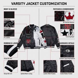Men Varsity Color-block <b>Patchwork</b> PU Leather Embroidered Intricate Letter Sleeves Autumn American-style High-street Casual - Product Image 2