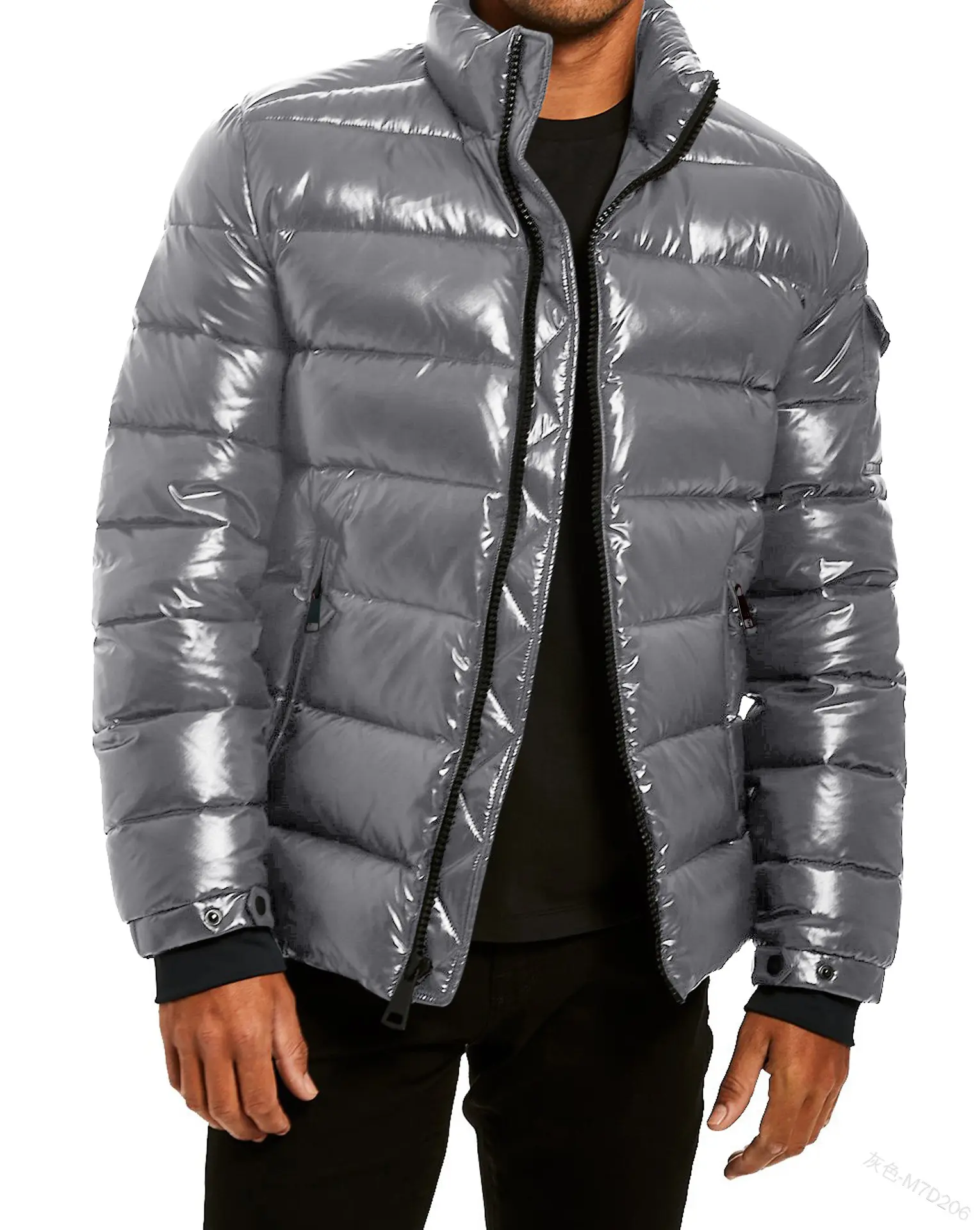 Manteaux d'hiver en duvet avec logo personnalisé pour hommes, chauds à capuche pour l'extérieur, vestes en cuir bouffantes pour hommes de grande taille avec logo personnalisé