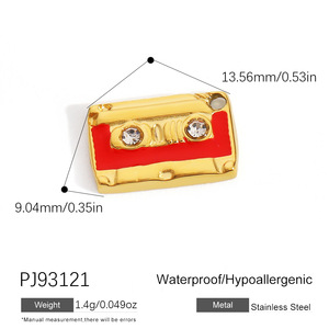 SUMMLY Venta al por mayor Colgantes de acero inoxidable chapados en oro de 18K con diseño de gota de aceite, pez, cara sonriente, corazón, flor y ojos, Joyería de moda - Product Image 3