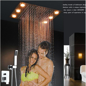 Système de <span class=keywords><strong>douche</strong></span> 2-en-1 pour <span class=keywords><strong>baignoire</strong></span> encastrée au plafond, lumière LED multicolore et <span class=keywords><strong>douche</strong></span> électrique télécommandée - Product Image 2