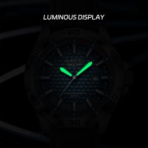 Reloj de Pulsera LIGE LG89290 para Hombre, de Cuero Azul, con Fecha, Resistente al Agua, de Lujo, Analógico, Luminoso, Relojes De Hombre + Caja de Regalo - Product Image 5