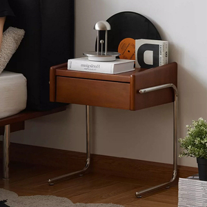 NKOL Midcentury Modern Wood Nightstand With Metal Legs 1 <b>Drawer</b> Storage <b>Side</b> <b>Table</b> For Bedroom Furniture - Product Image 1