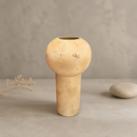 Vase en céramique vintage ARM LVG en forme de champignon, base cylindrique globulaire, style Wabi Sabi, poterie rustique, récipient pour fleurs