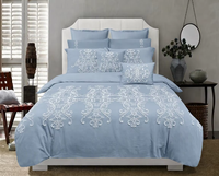 Ensemble de housse de couette brodée de luxe, ensemble de literie brodée de fleurs élégantes, ensemble de couette en microfibre lavée douce