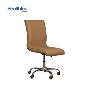 Chaises de tabouret de technicien de pédicure à <span class=keywords><strong>gaz</strong></span> rotatives réglables en cuir PU marron haut de gamme avec roues - Product Image 3