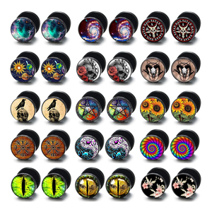 Fause Gauges Pendientes para Hombre con Cierre de Rosca, Pendientes de Disco Redondos, Plugs Tipo Cheater, Túnel para la Oreja, Estilo Punk, Piercing de Oreja con Forma de Mancuerna B - Product Image 1