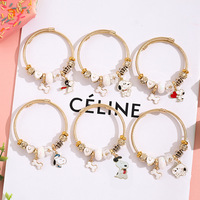 HS124 Bracelet à breloques Pan en acier inoxydable doré, bracelet perlé DIY pour femme, bijoux hypoallergéniques inaltérables, vente en gros