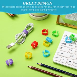 Plastic Kleurrijke Genummerd Kip Identificatie Been Bands Gevogelte Been Bands Clip Op Been Ringen Voor Kip Gans Gamefowl Turkije - Product Image 6