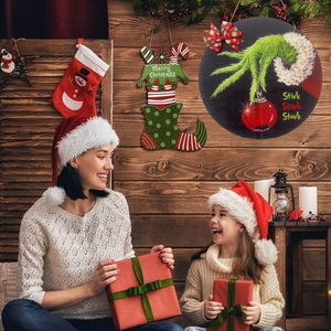 Décorations murales <span class=keywords><strong>de</strong></span> Noël <span class=keywords><strong>Grinch</strong></span> modernes en bois pour porte, avec <span class=keywords><strong>couronne</strong></span> et nœud, pour intérieur, <span class=keywords><strong>de</strong></span> fabrication industrielle - Product Image 1