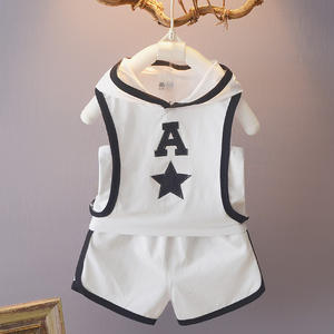 Produits très demandés : Ensemble de sport d'été à capuche, sans manches, motif lettres, rouge, noir et blanc, style boutique - Product Image 5