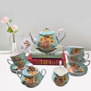 Van Gogh Oil Painting Sunflower 15pcs Vintage Coffee and <b>Tea</b> <b>Set</b> Classic Bone China Floral Cups Creamer Sugar <b>Tea</b> <b>Pot</b> <b>Set</b> - Product Image 5