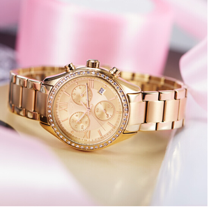 Orologio Diamond Master con Quadrante Sunray, <span class=keywords><strong>Orologi</strong></span> da Polso in Acciaio per Donne, Bracciale Dorato, Set Regalo per Ragazze - Product Image 4