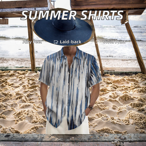 เสื้อเชิ้ตผ้าซาตินโพลีเอสเตอร์ 100% แขนสั้นทรงหลวมสไตล์เรโทร พิมพ์ลายเต็มตัว สำหรับใส่ชายหาดฤดูร้อน ไซส์ใหญ่ ผ้าถัก ป้องกันขนร่วง - Product Image 3