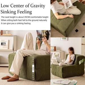 Canapé compressé sans structure en mousse haute densité et laine d'agneau, gain de place, pour petit appartement en France, idéal pour salon - Product Image 3