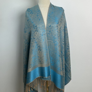 Personnalisé deux tons Vintage Floral Jacquard Pashmina écharpe doux soyeux réversible Paisley étole pour les femmes pour les musulmans de printemps - Product Image 4