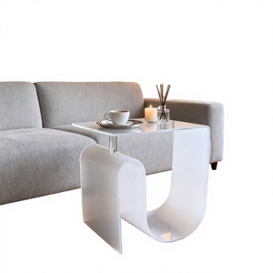 Table basse moderne en fer avec base en U, rangement intégré, design minimaliste blanc durable pour salon, facile à nettoyer - Product Image 4