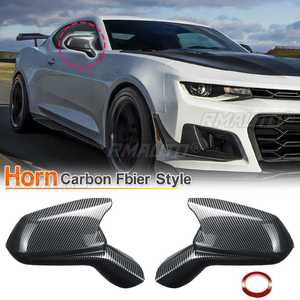 1 par de cubiertas de espejo retrovisor lateral estilo cuerno en negro brillante para Chevy Camaro SS RS ZL1 LT 2016-2021 - Product Image 1
