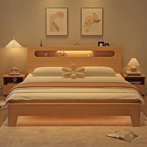Factory Custom Oak Elegant Simple Nordic Style Solid Wood <b>Single</b> <b>Bed</b> Hotel Apartment Double Hot Sale Bedroom Furniture Set YD-19 - Product Image 1