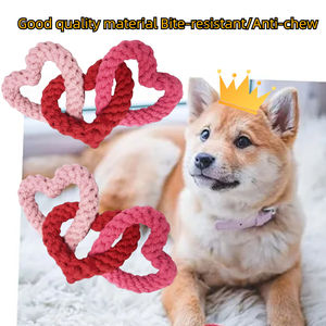 Прочная хлопковая веревка, игрушка для жевания собак, новый дизайн, цепочка сердца для чистки зубов, устойчивый стиль, милая форма костей, День святого Валентина - Product Image 2