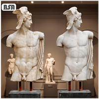 Buste sculpté à la main en marbre blanc BSA, statue antique du dieu grec Mercure à bras cassé, sculpture de torse en marbre pour musée et villa