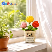Poupée Tulipe au Crochet Faite Main en Pot, Trois Couleurs, Décoration de Bureau Apaisante et Émotionnelle, Cadeau Personnalisé, Vente en Gros