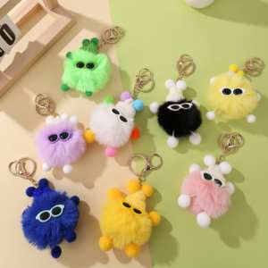 <span class=keywords><strong>Porte</strong></span>-clés <span class=keywords><strong>Pompon</strong></span> Mignon en <span class=keywords><strong>Gros</strong></span>, Chapeau Tricoté avec Grand <span class=keywords><strong>Pompon</strong></span>, Anneau Métallique Doré, Accessoires pour Clés - Product Image 2