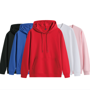 Felpe Unisex in spugna rosa in morbido cotone tinta unita moda uomo e donna Pullover con cappuccio - Product Image 6