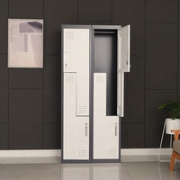 Casier en acier moderne en forme de Z, 2 colonnes, 4 portes, armoire de rangement en métal avec espace pour suspendre les vêtements, pour salle de classe ou vestiaire