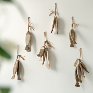 Wooden Fish Wall Hanging Irregular Shape Mediterranean Style Home Decor Living Room Dining Room Decoration - Product Image 2