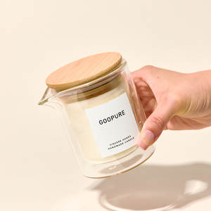 RU AIR Oem Bougie de massage à la cire de soja <span class=keywords><strong>SPA</strong></span> basse température de 8oz avec bec verseur Bocaux en verre à double vitrage avec couvercles en bambou - Product Image 4