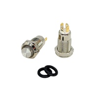 Bouton-poussoir momentané auto-bloquant/auto-réinitialisant à tête plate éclairée par LED, en métal, étanche IP65, 8 mm, à quatre broches