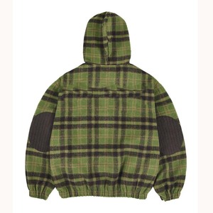 Gomiti Patchwork polsini elastici e orli rilassati si adattano ai bordi eleganti comfort moderni funziona 2025 accogliente <span class=keywords><strong>felpa</strong></span> <span class=keywords><strong>con</strong></span> cappuccio <span class=keywords><strong>con</strong></span> Zip <span class=keywords><strong>verde</strong></span> a quadri oversize - Product Image 2