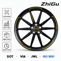 Jantes forgées ZhiGu Premium 18-22 pouces, noir mat avec rayures jaunes, 10 branches, design V-Pair, jantes sport de luxe, livraison en 15 jours pour BMW