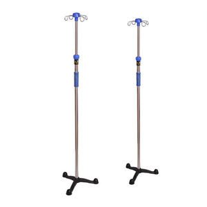 Adjustable Height IV Stand Triangular Base Mobile Drip <b>Pole</b> For Hospital Use - Product Image 1