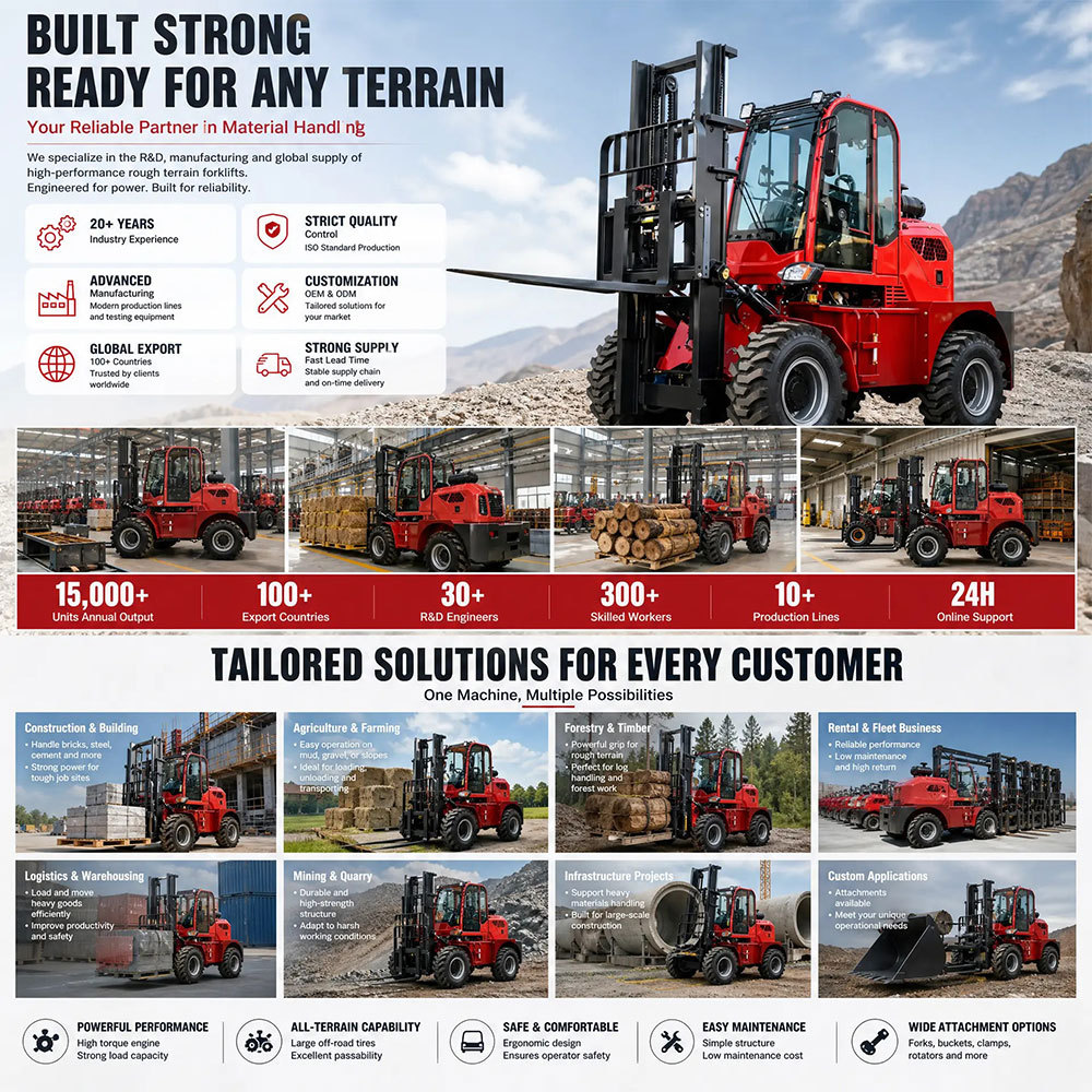 All Terrain 3 Ton 3.5ton 4ton 5ton Forklift Customized 4WD 4x4 All Rough Terrain Forklift Diesel Forklift Price For Sale · image 5
