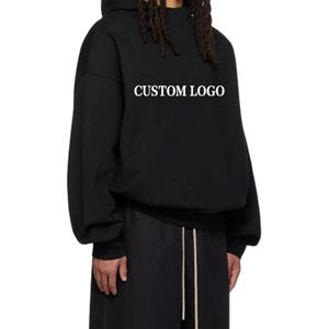 Supplier Wholesale Luxury Black <b>Cropped</b> <b>Top</b> Hoodie Custom Puff Printed Heavyweight Cotton Oversized <b>Cropped</b> Hoodie With Pocket - Product Image 2