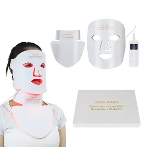 Apparecchiature Private Label Beauty 660nm Led rosso infrarosso blu luce terapia 4 colori maschera facciale in silicone maschera per viso dispositivo con collo