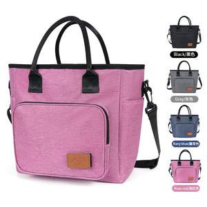 Crossbody Lunch Bag Insulated Large Capacity Women Travel Handbag Rose Red Gray Navy Blue Black - Product Image 1