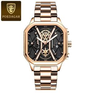 Drioshipping Montre-bracelet chronographe à quartz de luxe pour hommes Cadran carré Luminous Waterproof Feature Ronda ODM Leather for Business - Product Image 6
